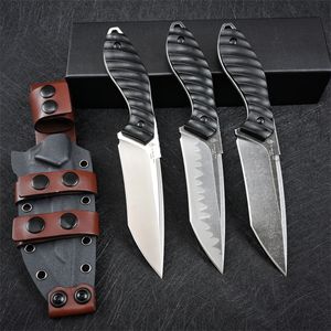 ML M2 Survival Straight Knife Z-wear Stone Wash/Satin Tanto Blade Full Tang Black G10 Handle Fixed Blade Knives With Leather Kydex