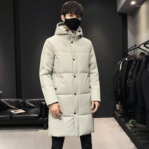 Piumino da uomo invernale con cappuccio al ginocchio piumino moda stile coreano spesso caldo bianco anatra cappotti uomo parka uomo JK-933