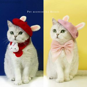 Костюмы кошек милый рождественский костюм аксессуары для волос фото реквизит для отдыха паорет розовый кролик ушной шляпа для собак красная кошка шерстяная шерсть шерстя