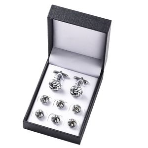 Manschettlänkar Manschettknappar Set 8 PC -knappar Tuxedo Studs för män Kvinnor Skjortor Business Wedding Party Gift With High Quality Box Jewelry 230320