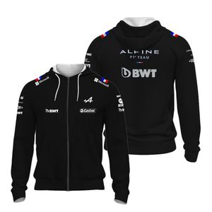 Men's Jackets 2023 Jacket Hoodie Official Racing Sports Zipper Shirt Men''s Formula One Alpine Team Alonso Blue Hood 230321