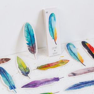 30pcs/box Creative Colorful Feather Paper Bookmark Book Clip Marque Page Cute Stationery Gift Office Accessories School Supplies