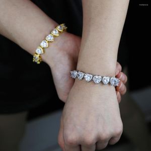 Link Bracelets Shiny Cz Fine Fashion Bracelet White Clearn Heart Tennis Chain Gorgeous Trendy Baguette Cubic Zirconia Hip Hop