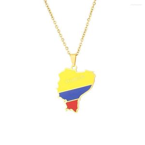 Collane con ciondolo Bandiera della mappa dell'Ecuador Collana in acciaio inossidabile per uomo e donna Argento color oro che fa cadere i regali Jererly