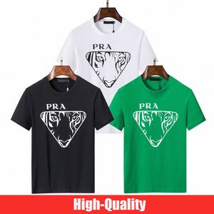 豪華なデザイナーPra Tシャツ夏のメンズレディース半袖最新のファッションTシャツ高品質のピュアコットンシャツレジャークラシックパターンA0xn＃