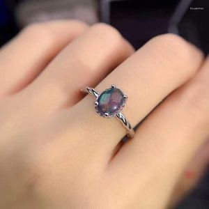 Pierścienie klastra Gemicro Natural Opal Ring 925 Srebrne panie kolorowe czarne luksusowe eleganckie piękno i 6 8 mm