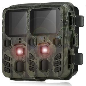 Jaktkameror 2pack utomhus mini jaktkamera 20mp 1080p vild spår infraröd nattvision utomhus rörelse aktiverad scouting po fälla 230320