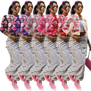 2024 Designer Brand Baseball Uniform Jackets Women Spring Long Sleeve Print Coat Casual Single Breasted Jackets Fashion Street Wear Ytterkläder Bulk grossist 9522-3