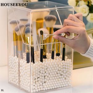 Storage Boxes Bins Multi-style PS Acrylic Makeup Organizer Cosmetic Holder Brush Tools Storage Pearls Box Accessory Case with Cover Container 230321