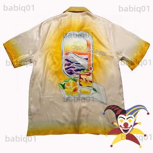 Koszulki męskie żółte casablanca jedwabna koszula mężczyzna kobiety 1 1 Najlepsza jakość Casablanca Tees T230321