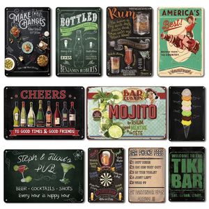 Vintage Bar Open Metal Plaque Tin Sign Restaurant Kitchen Plates Bar Signs Wall Decoration Retro Cocktail Poster 30X20cm W03