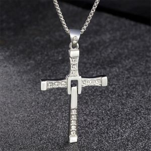 Chains Cross Pendant Necklace The Fast And Furious Dominic Toretto Fashion Movie Stainless Steel Jewelry Jesus Male Necklaces GiftChains