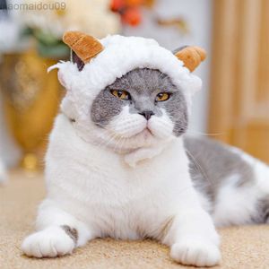 Cat Costumes Funny Cat Hats Cotton Pet Headgear for Kitten Cute Panda Cat Accessories Warm Puppy Supplies Cartoons Shaped Dog Cosplay Costume AA230321