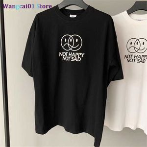 Wangcai01 Erkek Tişörtleri Vetents Mağaza Mutlu Değil Sad Moda T-Shirt Erkekler 1 1 Vetents Kadınlar Vintage T Shirts VTM Büyük boy tee Mens Giyim 0321H23