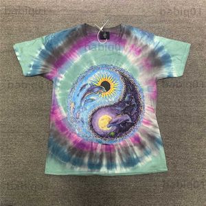 Men's T-Shirts Bagua Diagram Tie Dye T-Shirt Men Women 1 1 Best Quality Heavy Fabric Dolphin Print Top Tee T Shirt T230321