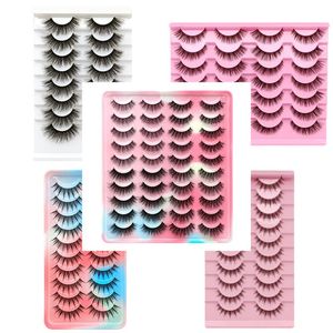 20 14 10pairs Natural False Eyelashes Mix Style Lash Extensions Soft Wispy Fluffy Messy DD Curl Cruelty Free Faux 3D Mink Lashes Makeup