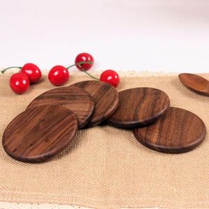 Table Mats Vintage Wooden Exquisite Non-slip Heat Resistant Durable Coffee Mat Square Round Shape Coasters Set Placemats For