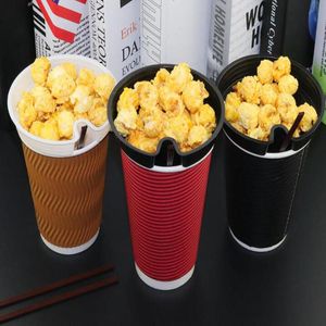 500 stücke Snack Tasse Halter Kreative Gebratenes Huhn Pommes Frites Popcorn Tassen Halter Einweg Kaltes Getränk Milch Tee Kunststoff Tablett