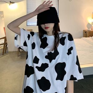 Womens TShirt Cow camouflage print Woman Tshirts Harajuku Loose Shortsleeved Ladies Tshirt retro ins Clothing Top Vetement Femme graphic top 230321