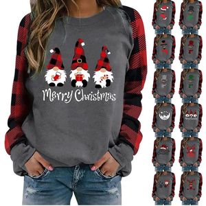 Women's Hoodies 2023 Womens Fashion Sweatshirts Women Christmas Plaid Printing Top Casual Pullover Long Sleeve Moletom