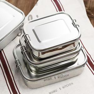 Lunch Boxes 304 Stainless Steel Square Sealed Insulation Bento Student Canteen Large Capacity Compartment 230321