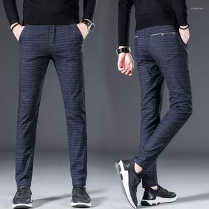 Men's Pants MANTLCONX 2023 Men's Casual Fashion Business Male Straight Plaid Trousers Formal Plus Big Size 28-38