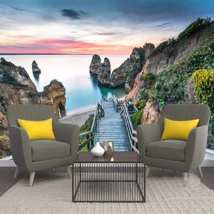 Tapeten Benutzerdefinierte Po Tapete 3D Portugal Küste Natürliche Landschaft Wandbild Wohnzimmer TV Schlafzimmer Wohnkultur Wand Tuch Papel De parede