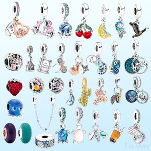 925 Siver Beads Charms för Pandora Charm -armband Designer för kvinnor Lemon Octopus Turtle Charm