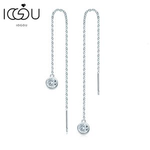 Kulak manşet Iogou Charm Takı 5mm Yuvarlak Damla Küpe Kadınlar için 925 STERLING Gümüş Sarkçı Tassel Küpeler Bakire Kızlar Hediye 230320