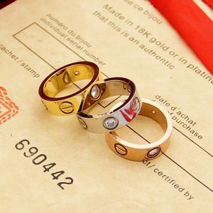 aşk yüzüğü altın elmaslı tasarımcı yüzükler kadınlar için hediye yıldönümü paslanmaz Çelik gümüş kaplama 18k gül asla solmaz 4mm 5mm 6mm nişan düğün Beyaz yüzük
