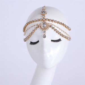 Wedding Hair Jewelry ręcznie robione Kundan Kamienie Łańcuch włosów Bogini Bridal Wedding Prom Sain Head Jewellery 230320