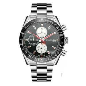 2023 Moda de luxo Assista de prata e aço preto Pulseira de aço relógio Straps Watch Sports Sports Multifuncional Calendar Calendário MONTE F1 007