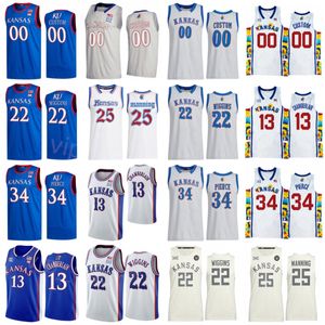 Kansas Jayhawks Basketball College 25 Danny Manning Jersey Wilt Chamberlain 13 Paul Pierce 34 Andrew Wiggins 22 Joel Embiid 21 4 Sherron Collins Sewing Shirt NCAA