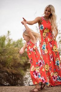 Casual Dresses BKLD 2023 Bohemian Style Mother Daughter Women Girls Family Summer Floral Printed Dress Sleeveless Maxi Long Party