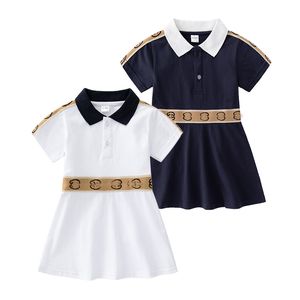 Baby Mädchen Prinzessin Kleid Sommer Kinder Kurzarm Kleid Umlegekragen Kinder Gestreifte Röcke Kinderrock