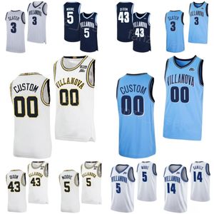 College Basketball 43 Eric Dixon Jersey Villanova Wildcats 14 Caleb Daniels 5 Justin Moore 22 Cam Whitmore 3 Brandon Slater 2 Mark Armstrong Sewing University NCAA