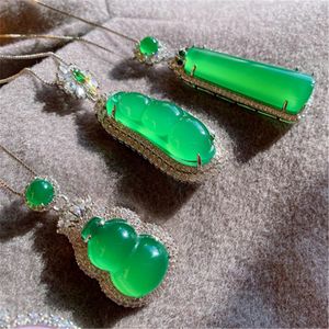 Handmade Lab Emerald Diamond Necklace 925 Sterling Silver Wedding Pendants Necklace For Women Engagement Chocker Jewelry