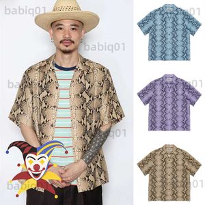 Mäns casual skjortor Snake Mönster Wacko Maria Shirt Men Women Hawaiian Shirts Top Tee Short Sleeve Mens Shirts T230321