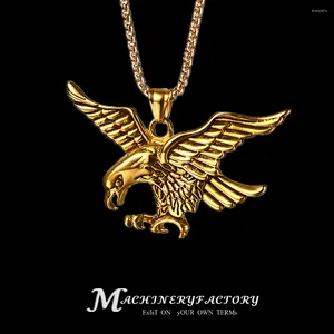 Hänghalsband Herrens rostfritt stål Flying Eagle Pendent Choker Male Hiphop Bike Fashion Animal Jewelry