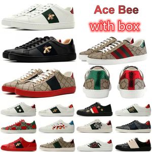 2023 Casual Shoes Designers Shoes Bee Sneakers Casual Dress Tennis Men Women Lace Up Classic White Leather Mönster Bottom Tiger Print Sports With Box Size 35-46