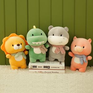 New Plush Animals Dinosaur Toys Stuffed Lion Pig Dolls Hippo Soft Toys Baby Kids Birthday Gift 23cm LA569