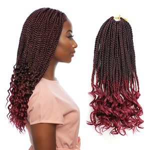Kanekalon Hair Knotless Box Braids Curly End Long 24" Pre-Styled And Ready To Wear Knot Free Synthetic Crochet Braids