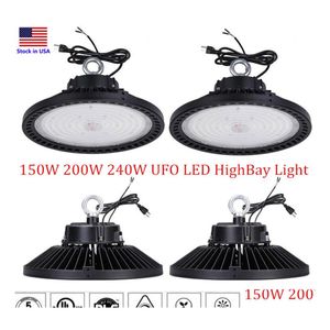 Luz LED de OVNI High Bay Bay 240W 200W 150W LUZES DE LUZES Highbay Lâmpada de armazém industrial ETL DLC 5000K Drop Drop Lighting Dhzin