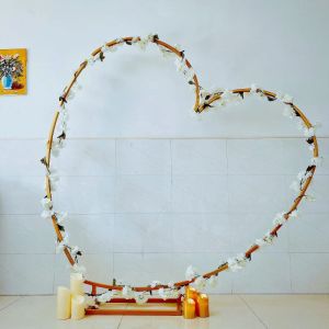 Unique Wedding decor Grand Event Heart Backdrops Frame Large Flower Arch Balloon Display Rack Cherry Vine Engagement Props Welcome Door Stand