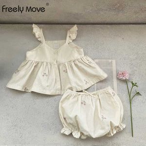 Kläder set fritt flytta barn baby sommarkläder för nyfödda baby flickor blommor mode toppar och shorts kläder set z0321