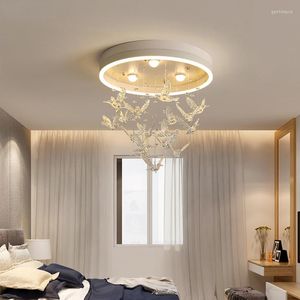 Lampadari Nordic Warm Camera dei bambini Lampada da soffitto a LED Moderna camera da letto minimalista Ragazzi e ragazze Colibrì Apparecchi di illuminazione