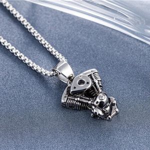 Pendant Necklaces Men's Stainless Steel Chain Necklace Vintage Motorcycle Engine Punk Gothic Hip-hop Sweater Wholesale