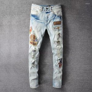 Men's Jeans Streetwear Designer Patchwork Men Blue 2023 Hip Hop Big Size Slim Fit Social Club Denim Pants High Quality 678