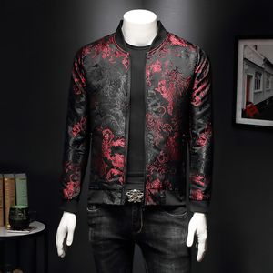 QNPQYX New Fashion Men Floral Jackets Embroidery Flower Stylish Bomber Jacket Men Zipper Pocket Outerwear Coat Male Slim Fit Veste Male