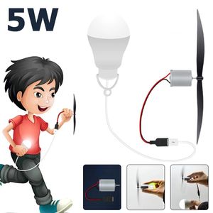 USB 1M 5W Mini vindkraftverk Motor LED -lampa Vindmill Mikro Vindturbiner Science Teaching Tool Model Lighting